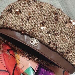 French‎ Beret Brown Sequin Crystals Hat Fashion Women Casual Formal Accessory